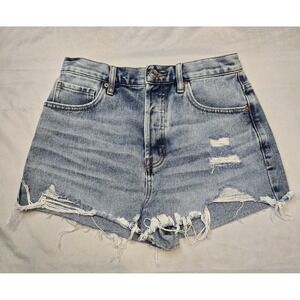 Pacsun Womens Denim High Rise Vintage Shorts Blue Light Wash Distressed 27 X 2"